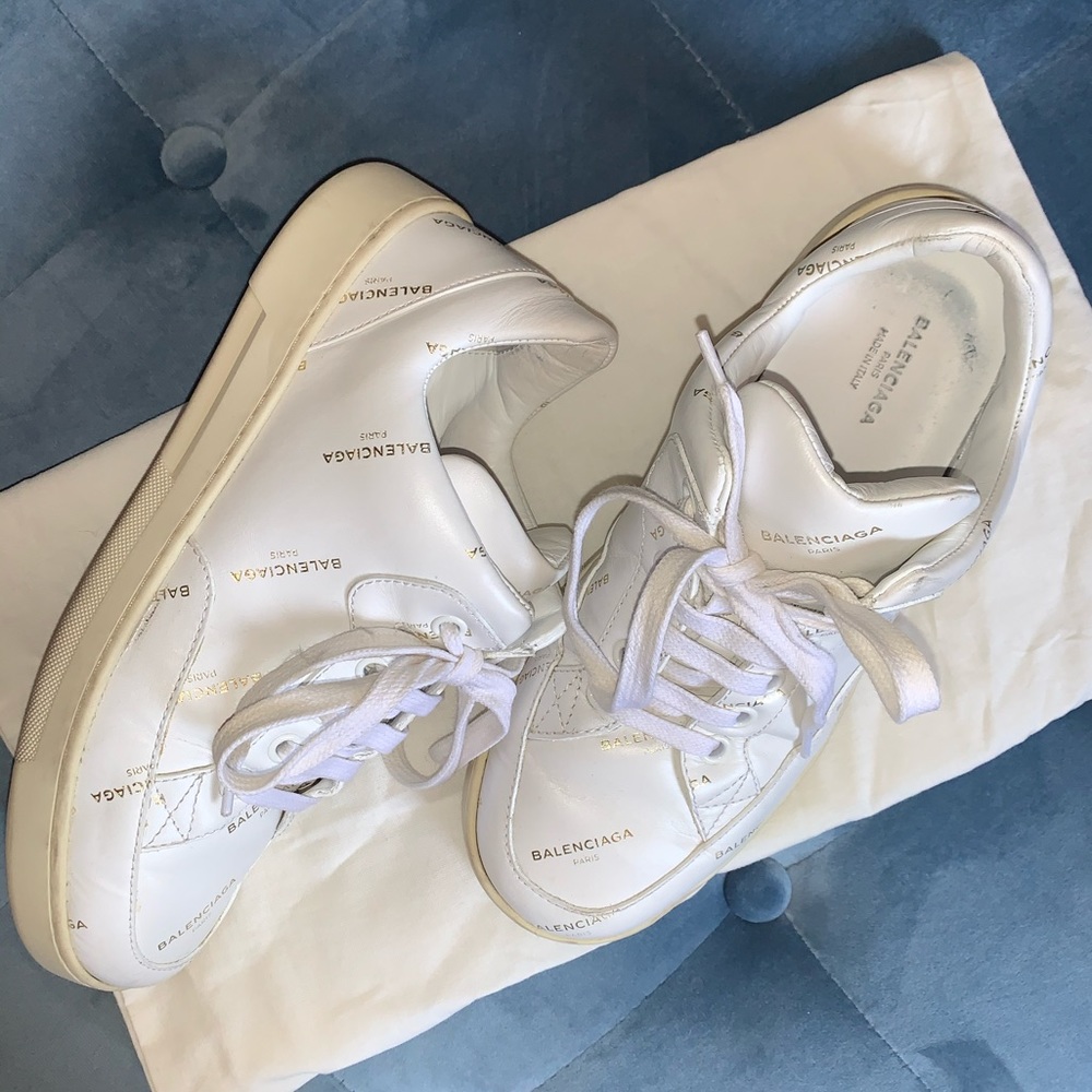 Balenciaga Logo Leather White Sneakers